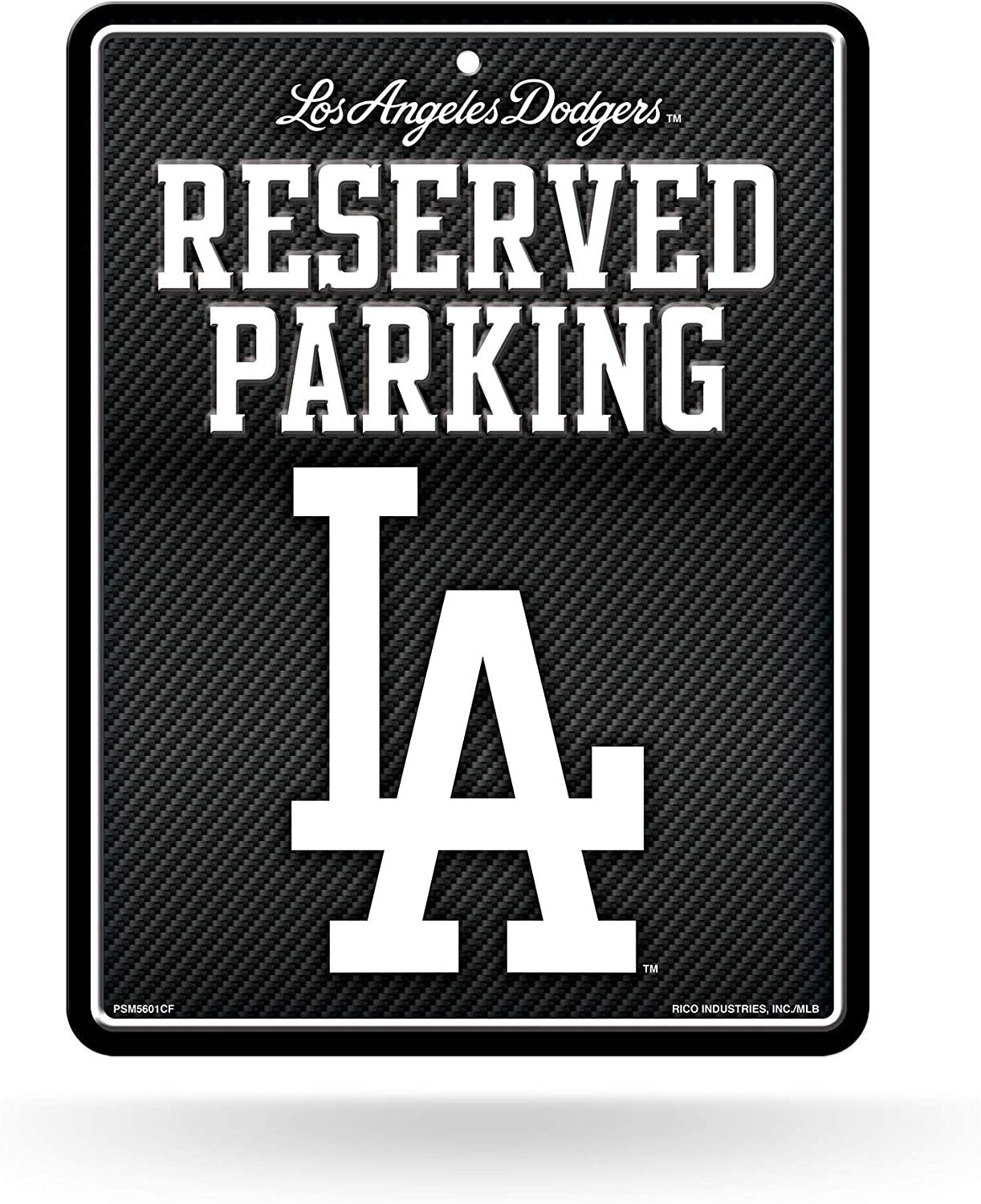 Los Angeles Dodgers Metal Parking Novelty Wall Sign 8.5 x 11 Inch Carbon Fiber Design