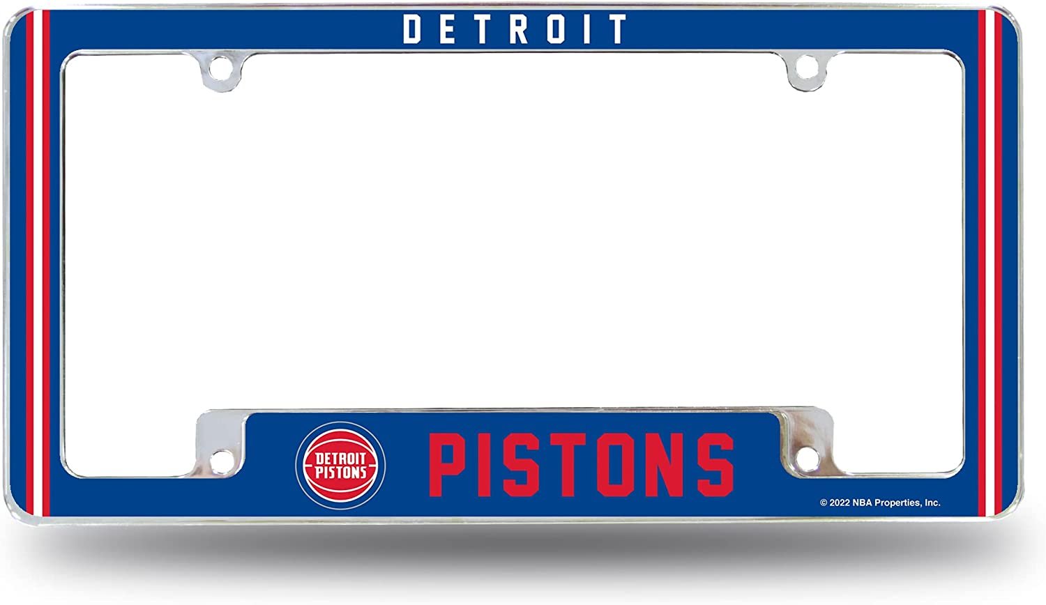 Detroit Pistons Metal License Plate Frame Chrome Tag Cover Alternate Design 6x12 Inch