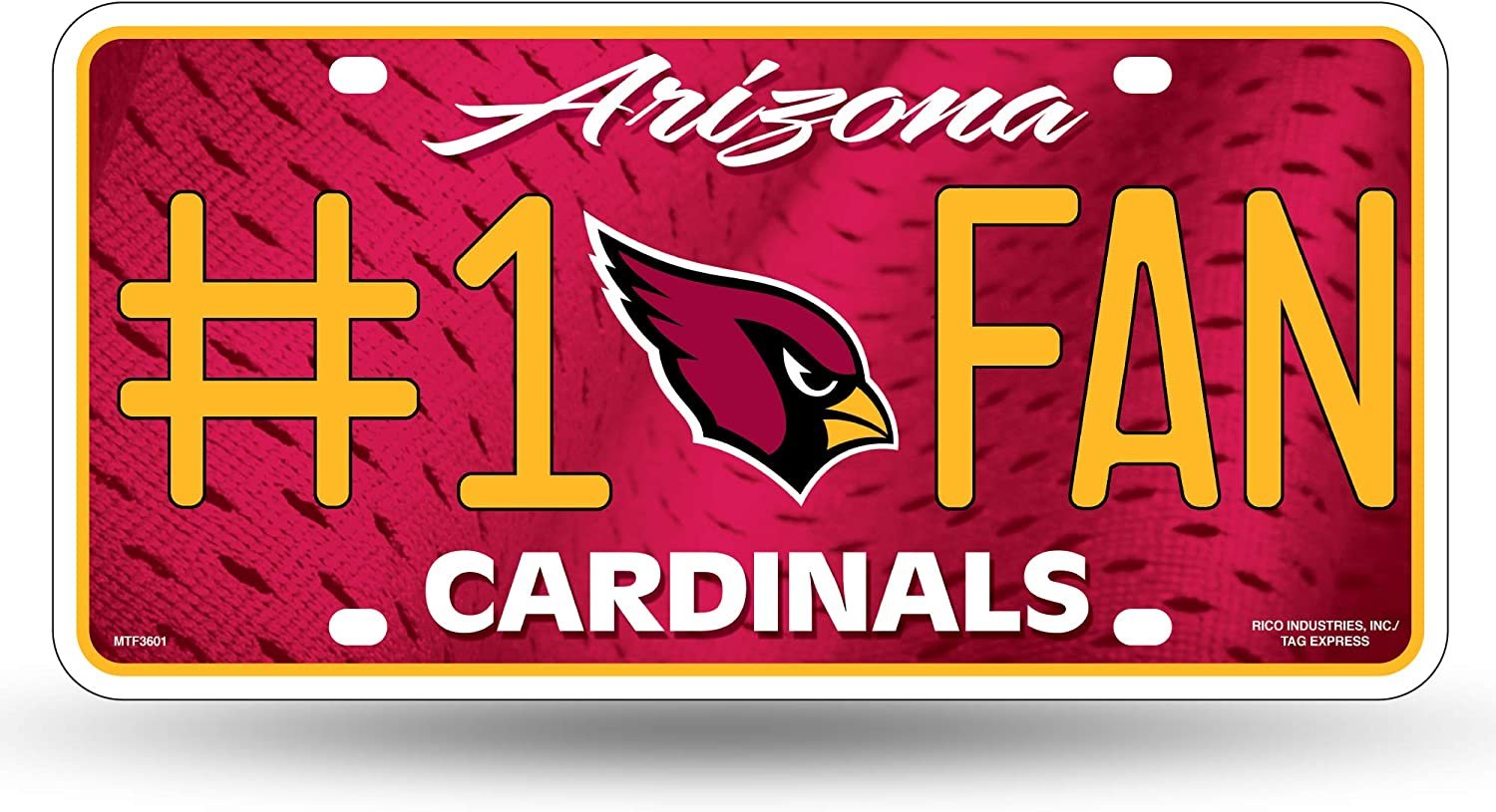 Arizona Cardinals #1 Fan Metal License Plate Tag Aluminum Novelty 12x6 Inch