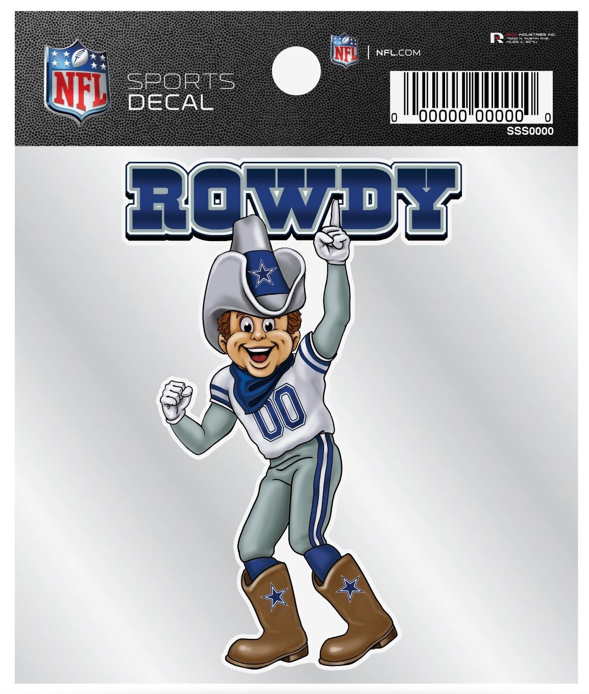Dallas Cowboys 4x4 Inch Decal Sticker Mascot Logo Design Clear Backing