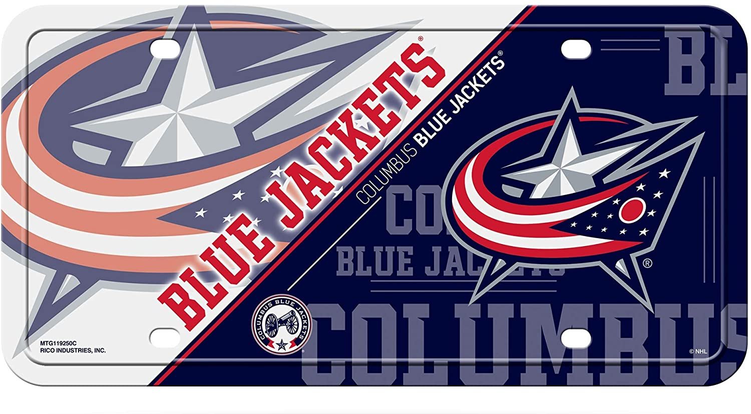 Columbus Blue Jackets Metal Auto Tag License Plate, Split Design, 6x12 Inch