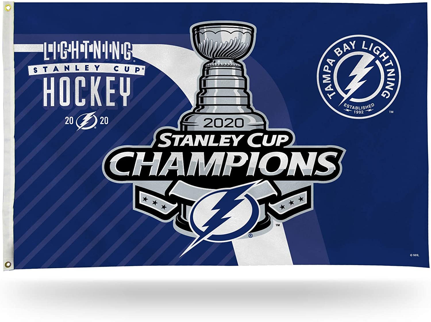 Tampa Bay Lightning 2020 Stanley Cup Champions 3x5 Foot Flag Banner, Metal Grommets, Indoor Outdoor, Single Sided