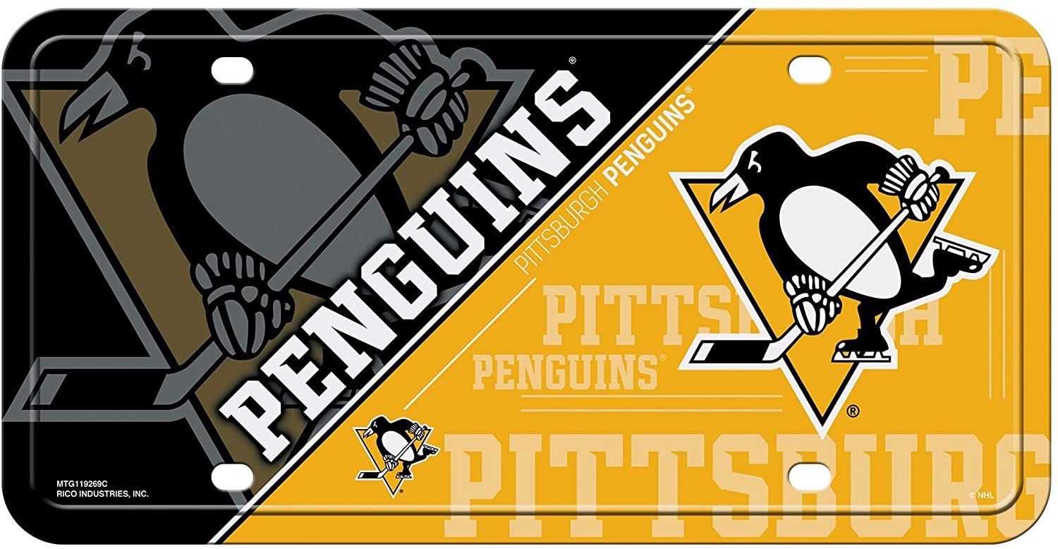 Pittsburgh Penguins Metal Auto Tag License Plate, Split Design, 6x12 Inch