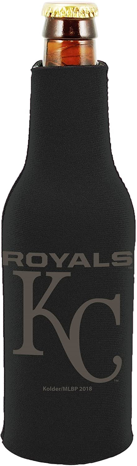 Kansas City Royals 2-Pack Zipper Bottle Tonal Black Beverage Insulator Neoprene Holder Cooler Baseball