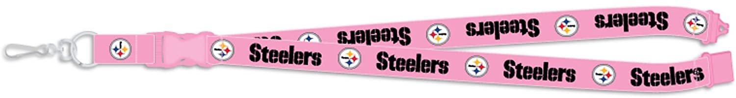 Pittsburgh Steelers Pink Lanyard Keychain Double Sided Breakaway Safety Design Adult 18 Inch