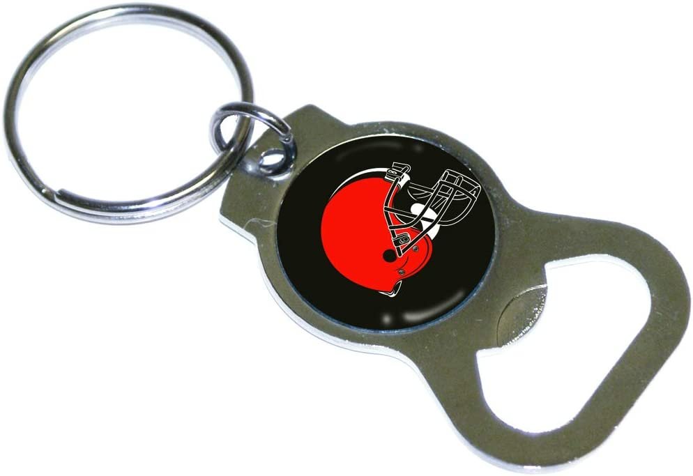 Cleveland Browns Premium Solid Metal Bottle Opener Keychain, Silver Key Ring, Team Logo