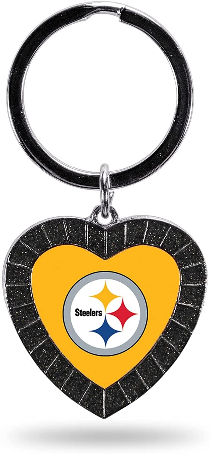 Pittsburgh Steelers Keychain Rhinestone Heart Decal Emblem Team Color Football