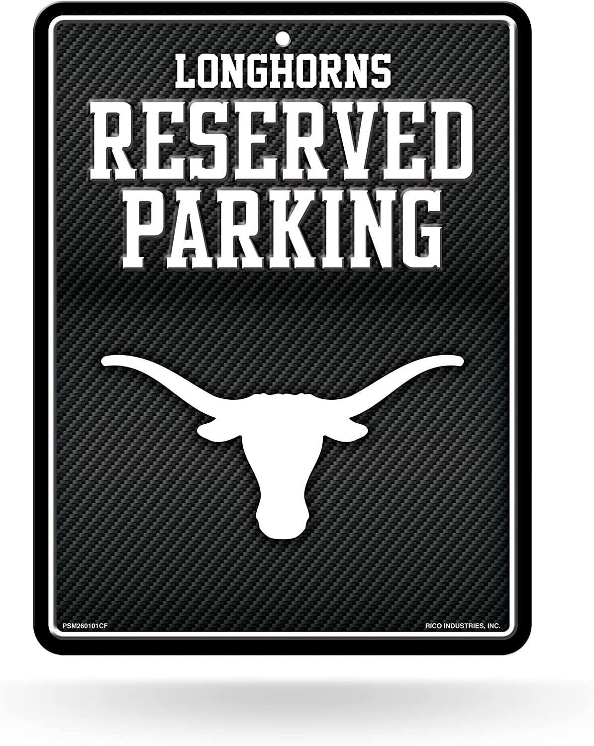 University of Texas Longhorns Metal Parking Novelty Wall Sign 8.5 x 11 Inch Carbon Fiber Design