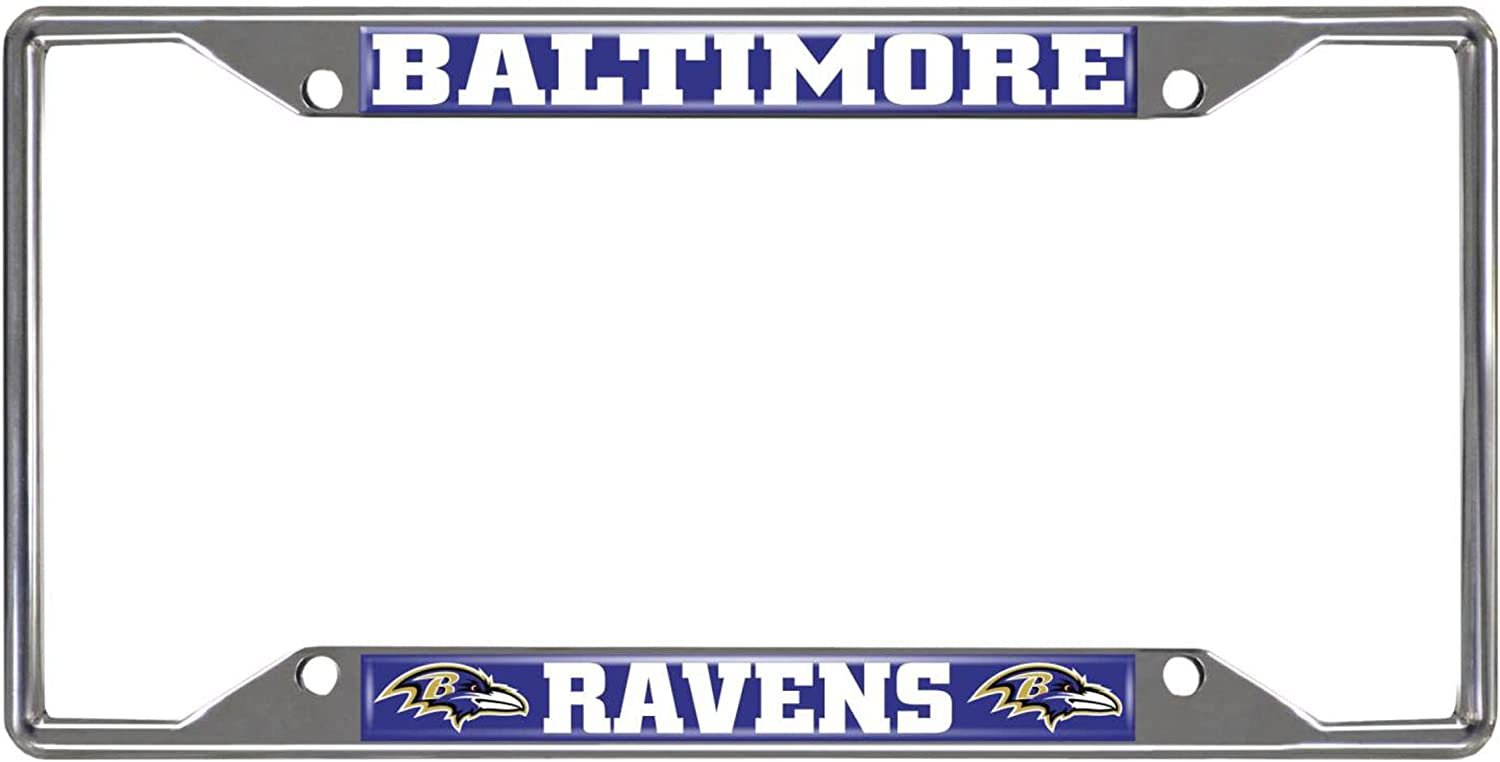 Baltimore Ravens Metal License Plate Frame Chrome Tag Cover 6x12 Inch