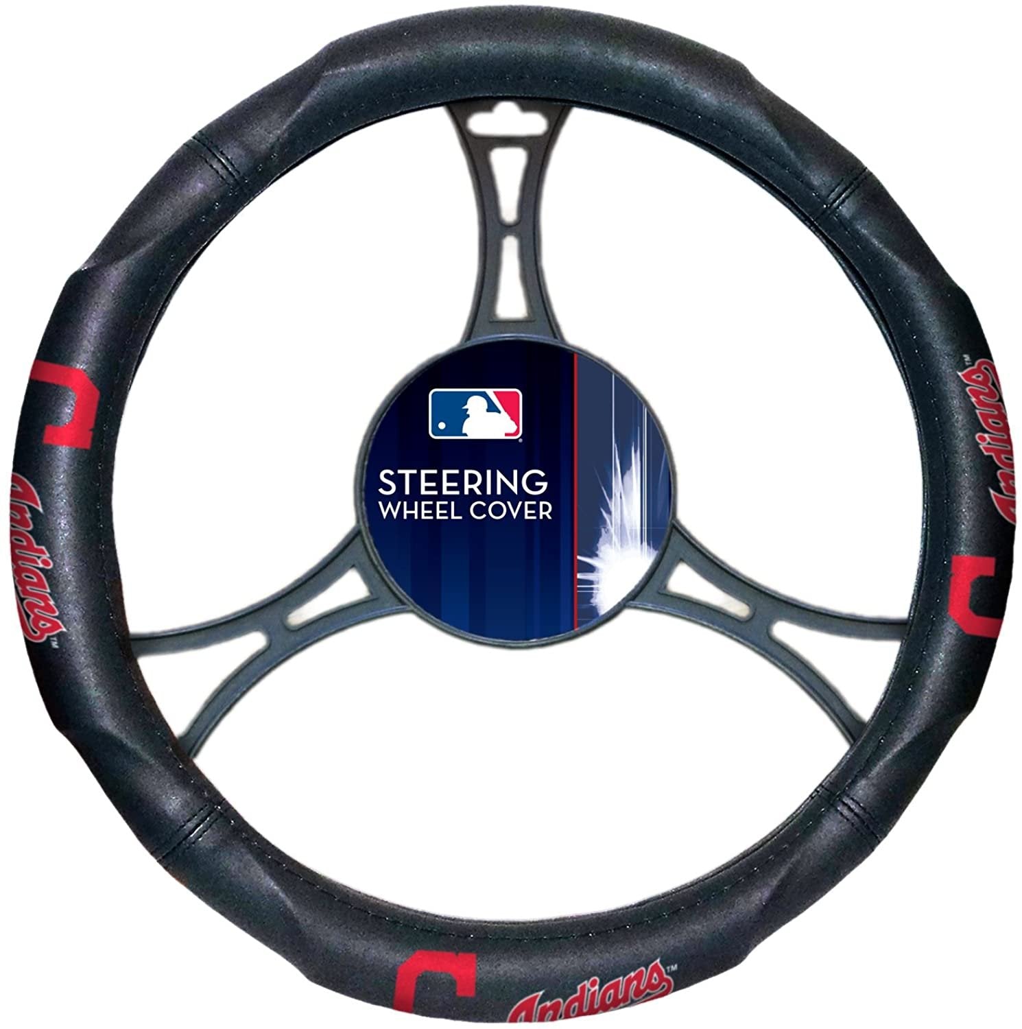Cleveland Indians OFFICIAL MLB, Steering Wheel Cover (Made to fit 14.5-15.5 steering wheels)