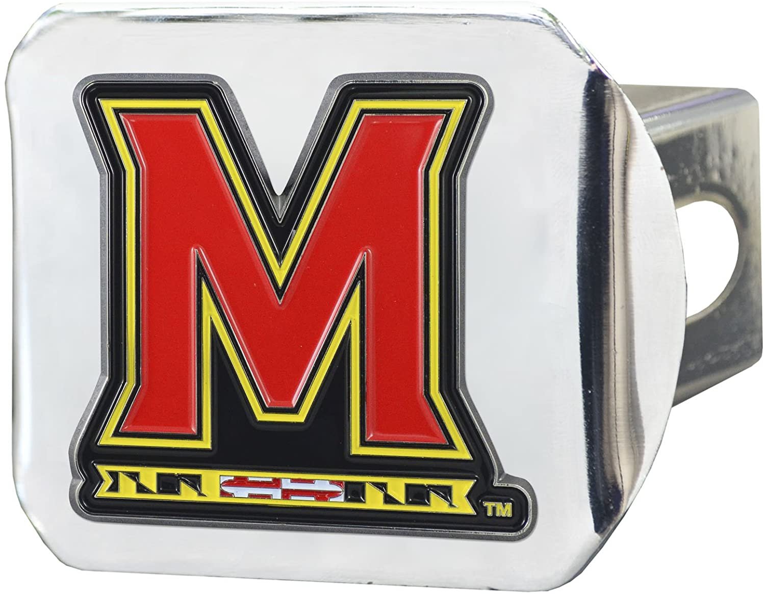 Maryland Terrapins Hitch Cover Solid Metal with Raised Color Metal Emblem 2" Square Type III University of