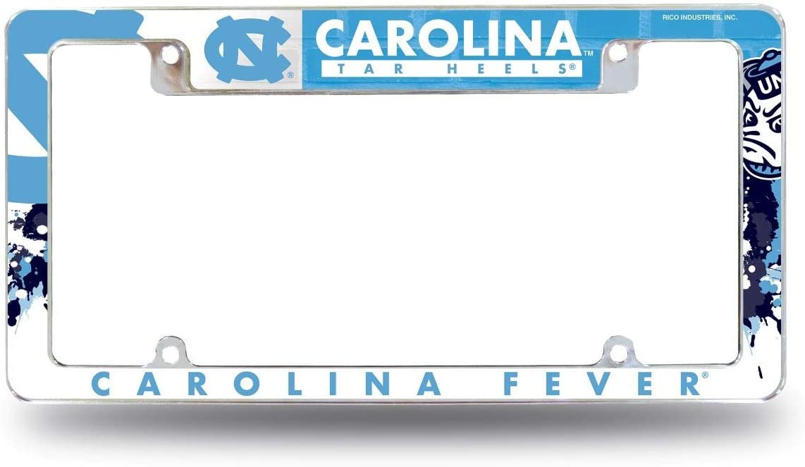 University of North Carolina Tar Heels Metal License Plate Frame Tag Cover All Over Design
