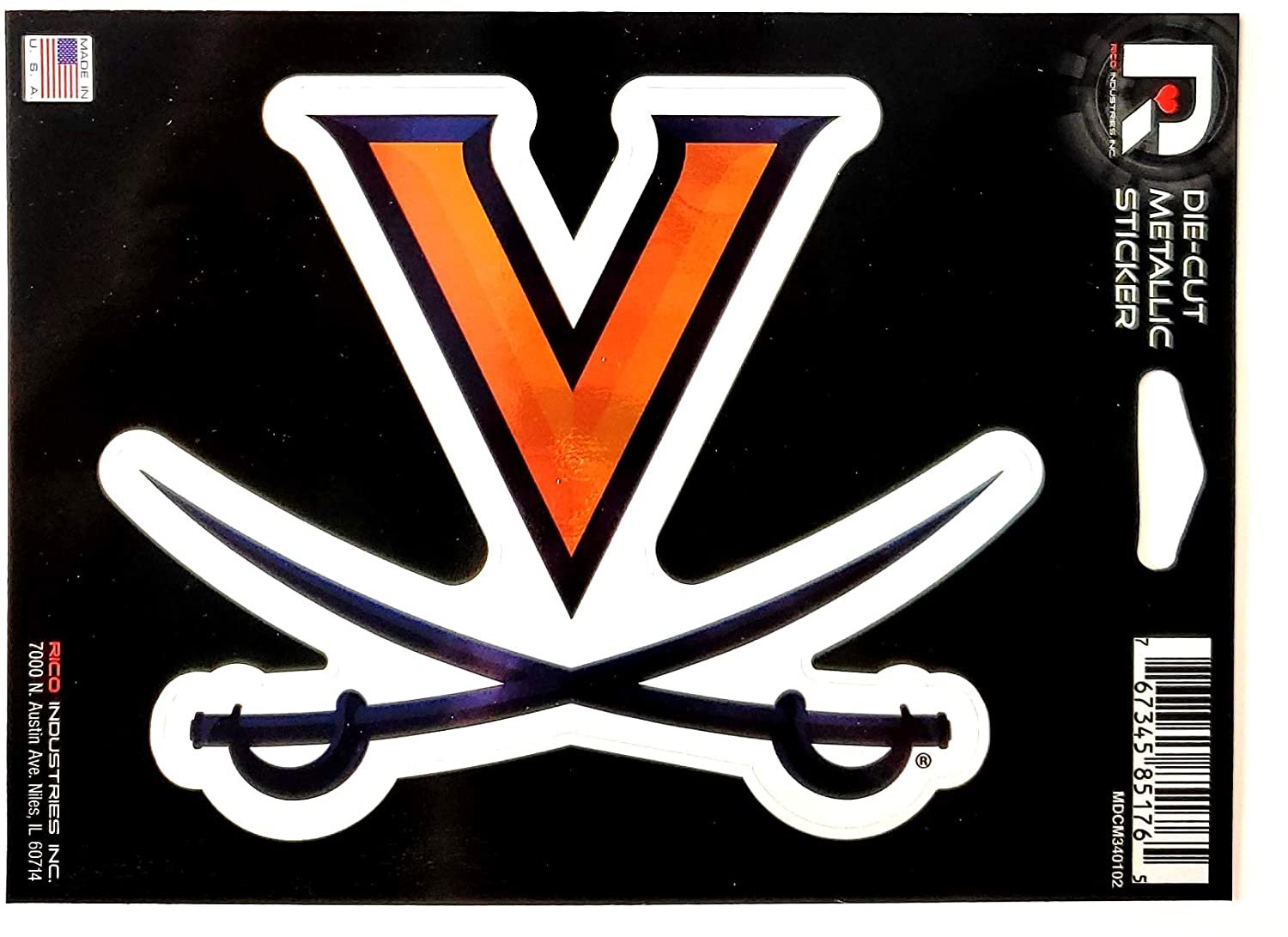 Virginia Cavaliers UVA 5" Decal Metallic Chrome Shimmer Die Cut Auto Sticker Emblem University of