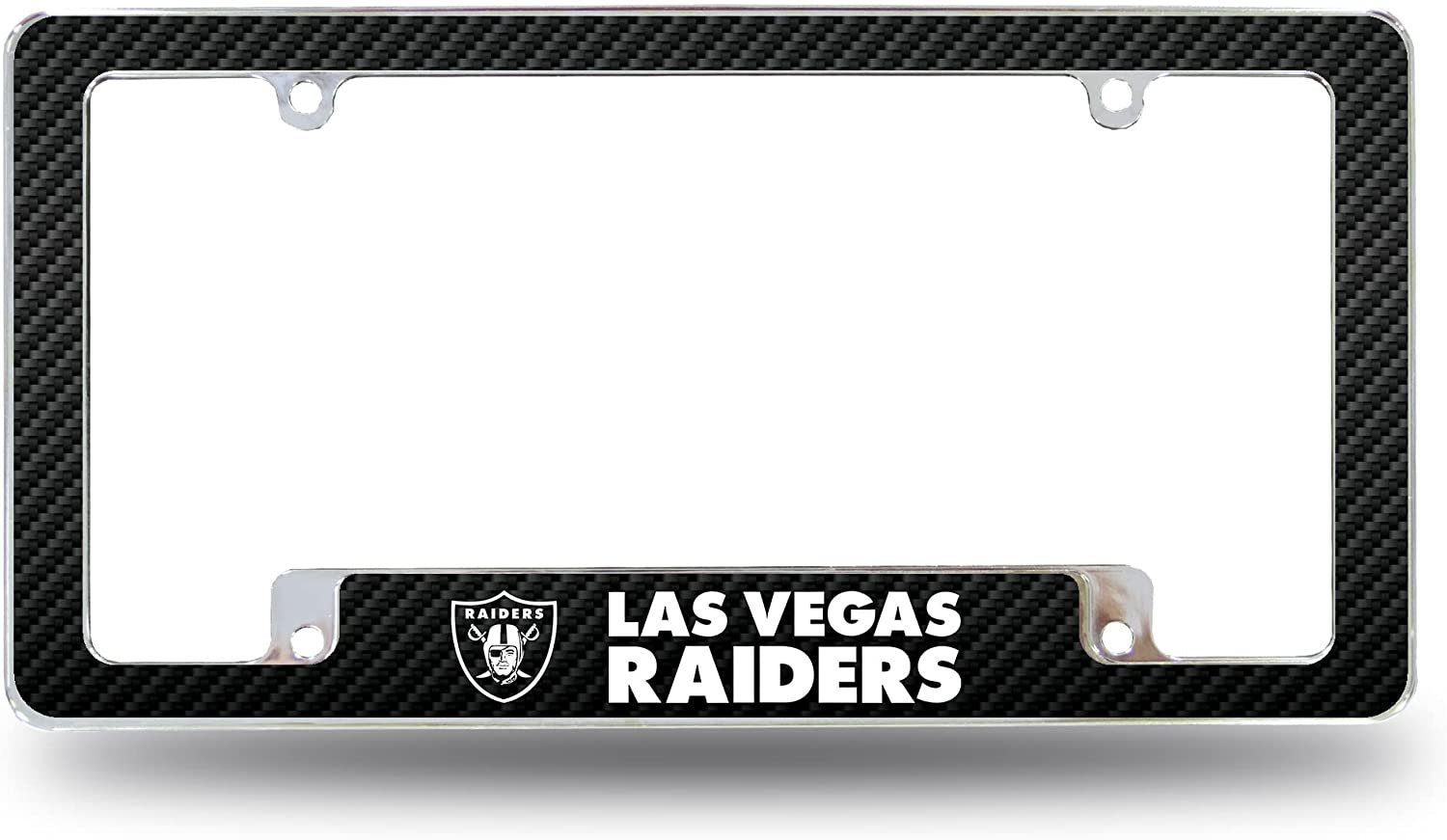 Las Vegas Raiders Metal License Plate Frame Tag Cover Carbon Fiber Design 12x6 Inch