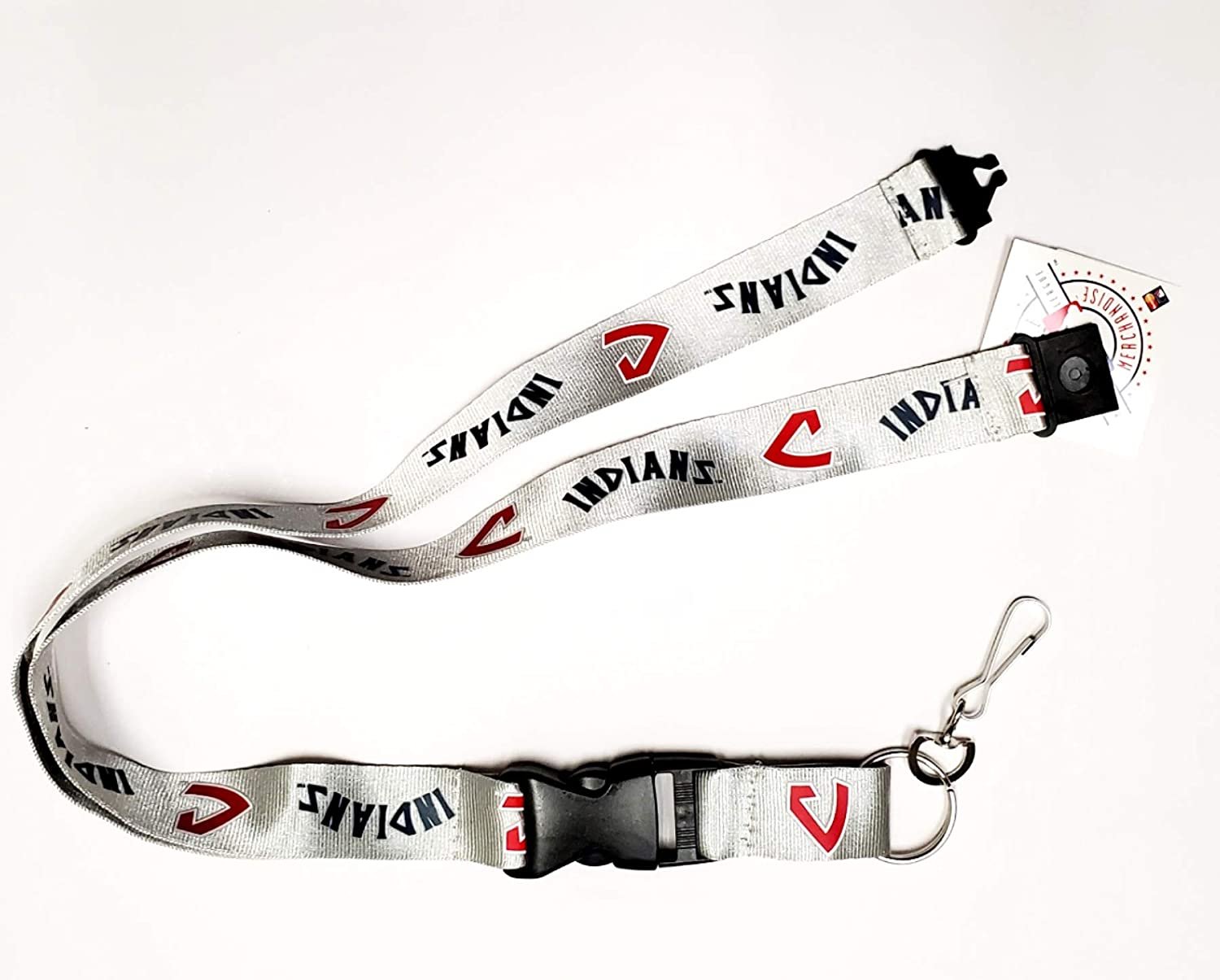 Cleveland Indians Guardians Gray Cooperstown Retro Logo Lanyard Keychain Double Sided Breakaway Safety Design Adult 18 Inch
