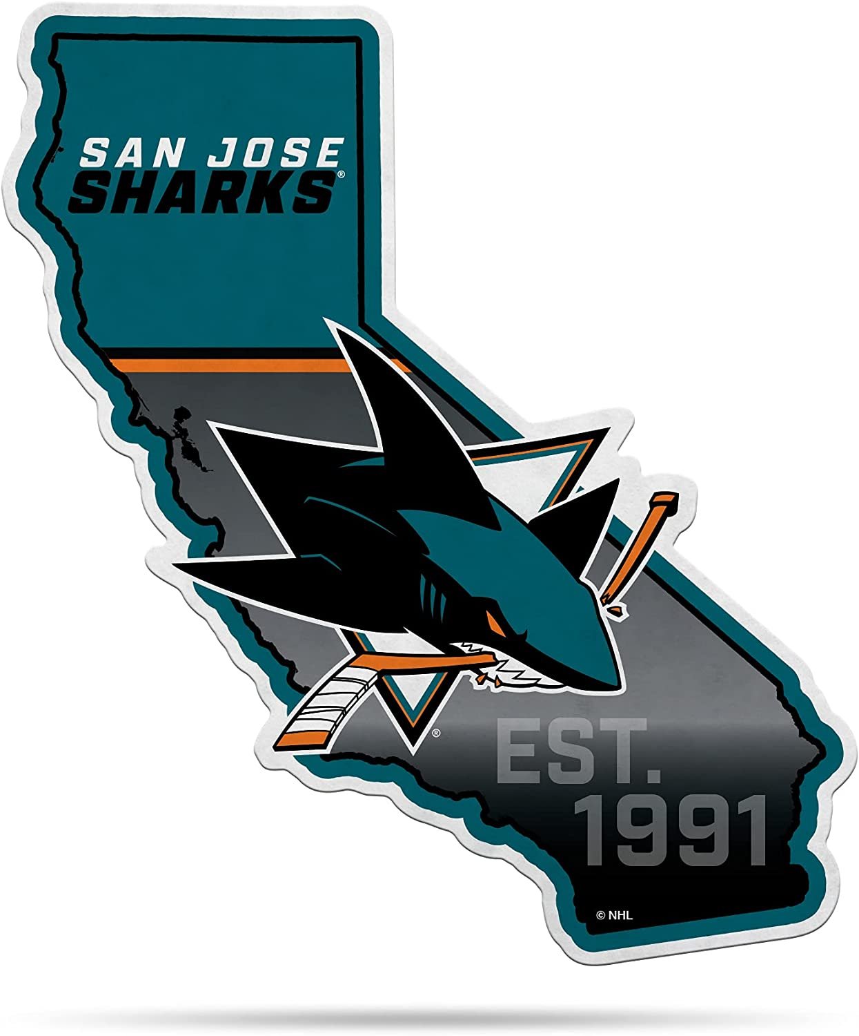 San Jose Sharks 18" State Shape Pennant Soft Felt