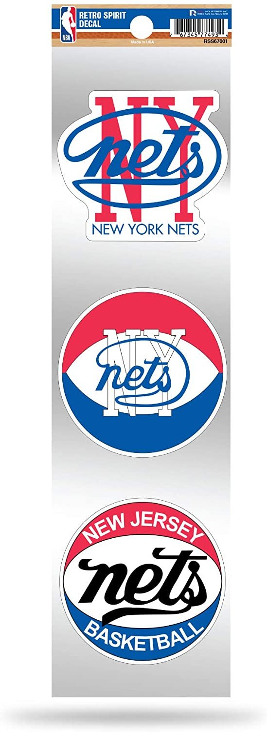Brooklyn Nets Triple Retro Throwback Spirit Decals Flat Vinyl Auto Home Sticker Sheet Basketball
