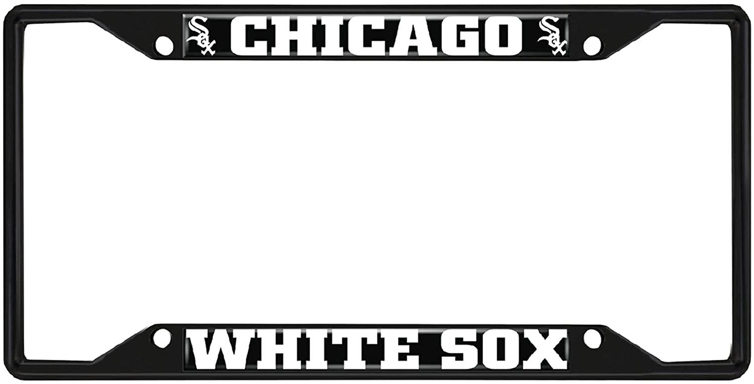 Chicago White Sox Black Metal License Plate Frame Tag Cover, 6x12 Inch