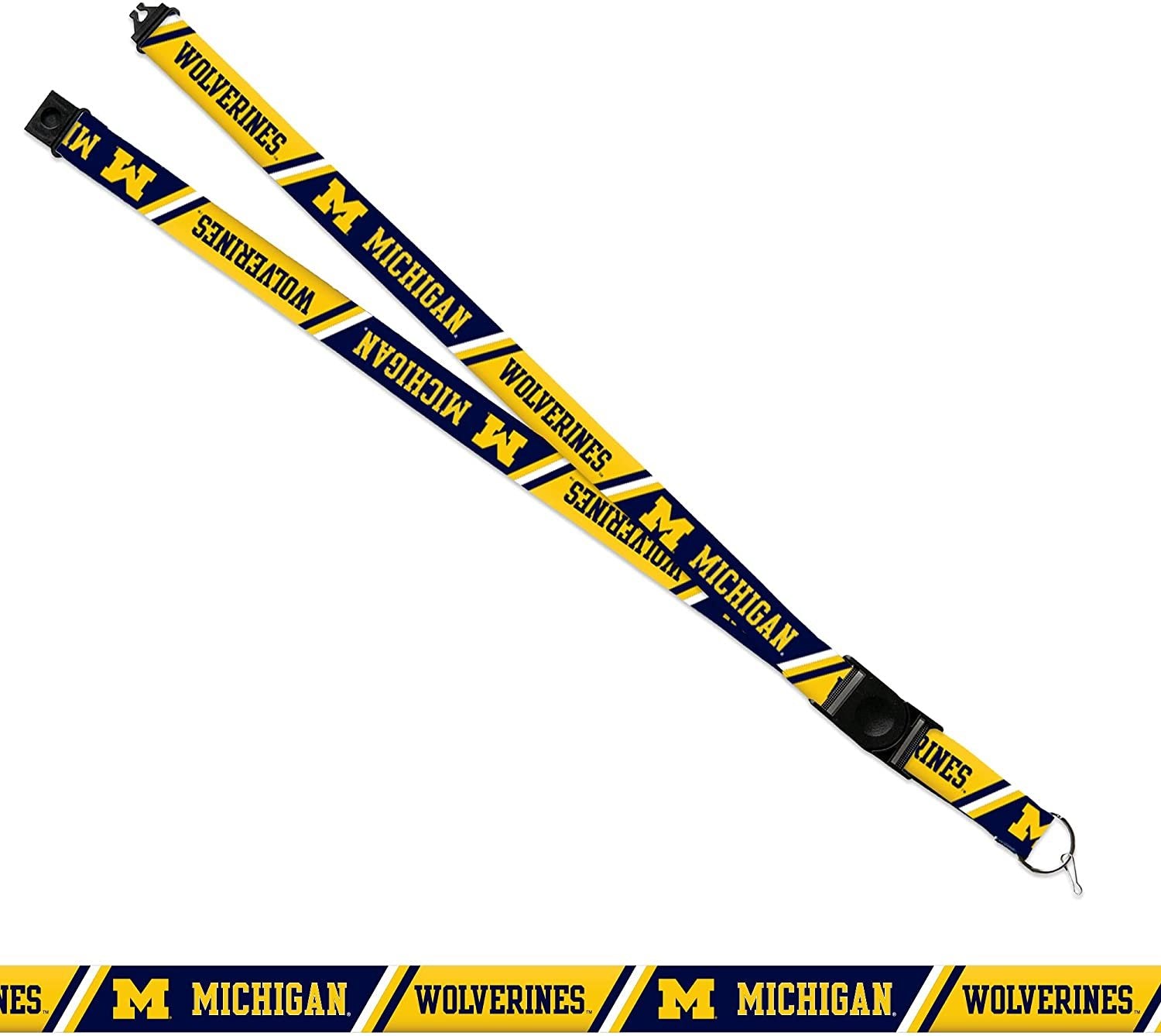 University of Michigan Wolverines Lanyard Keychain Double Sided 18 Inch Button Clip Safety Breakaway