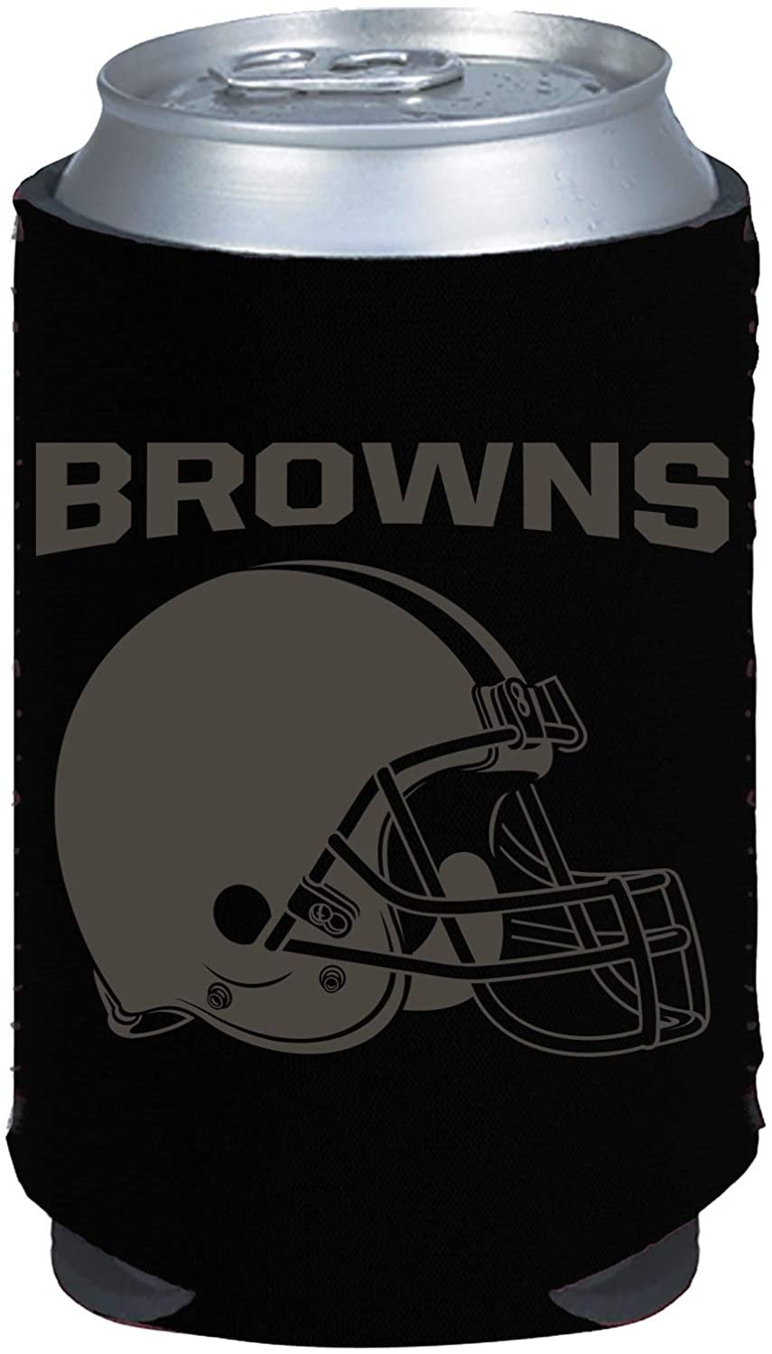 Cleveland Browns 2-Pack Tonal Black Design CAN Beverage Insulator Neoprene Holder Cooler Coolie Football