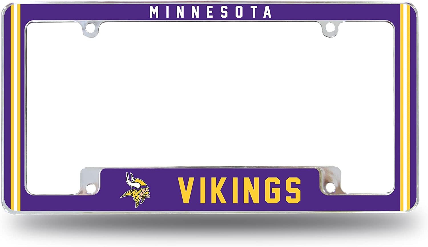 Minnesota Vikings Metal License Plate Frame Chrome Tag Cover Alternate Design 6x12 Inch