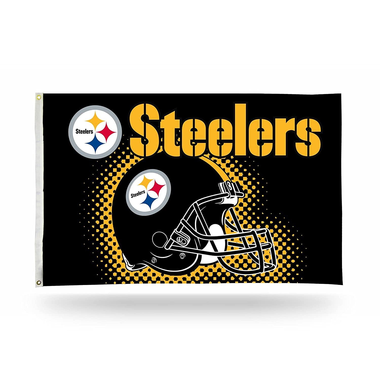 Pittsburgh Steelers Premium 3x5 Feet Flag Banner, Helmet Design, Metal Grommets, Outdoor Use, Single Sided