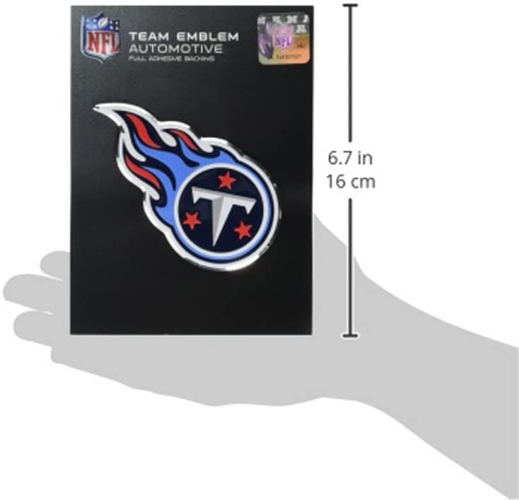 Tennessee Titans Auto Emblem, Aluminum Metal, Embossed Team Color, Raised Decal Sticker, Full Adhesive Backing
