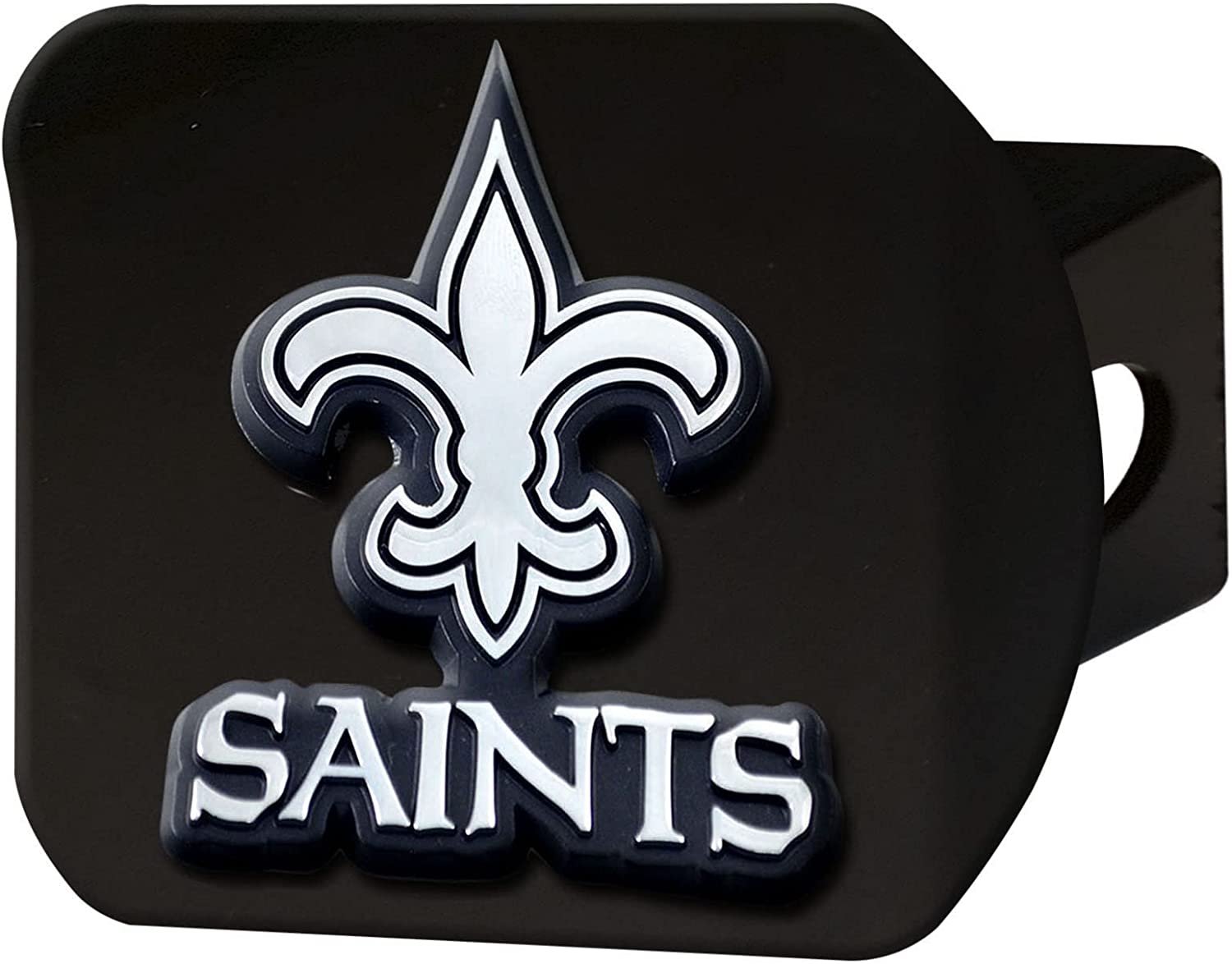 FANMATS - 21561 NFL New Orleans Saints Metal Hitch Cover, Black, 2" Square Type III Hitch Cover