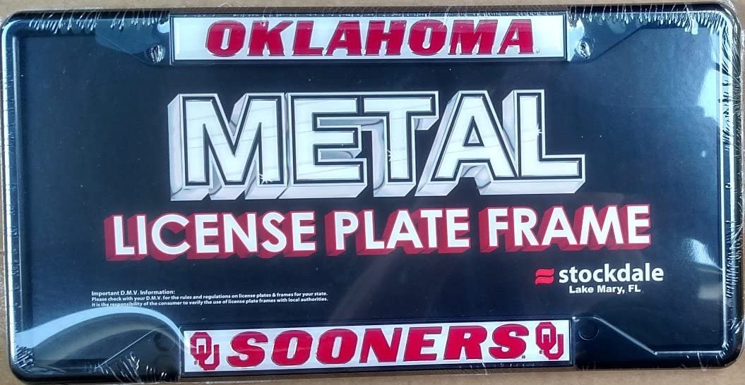 University of Oklahoma Sooners Black Metal License Plate Frame Tag Cover, 12x6 Inch
