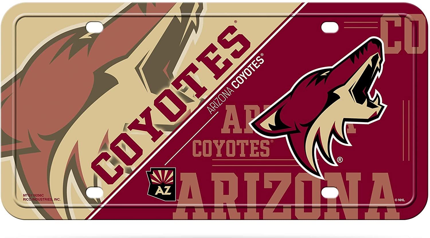 Arizona Coyotes Metal Auto Tag License Plate, Split Design, 6x12 Inch