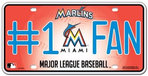 Miami Marlins Metal Auto Tag License Plate, #1 Fan Retro Design, 6x12 Inch