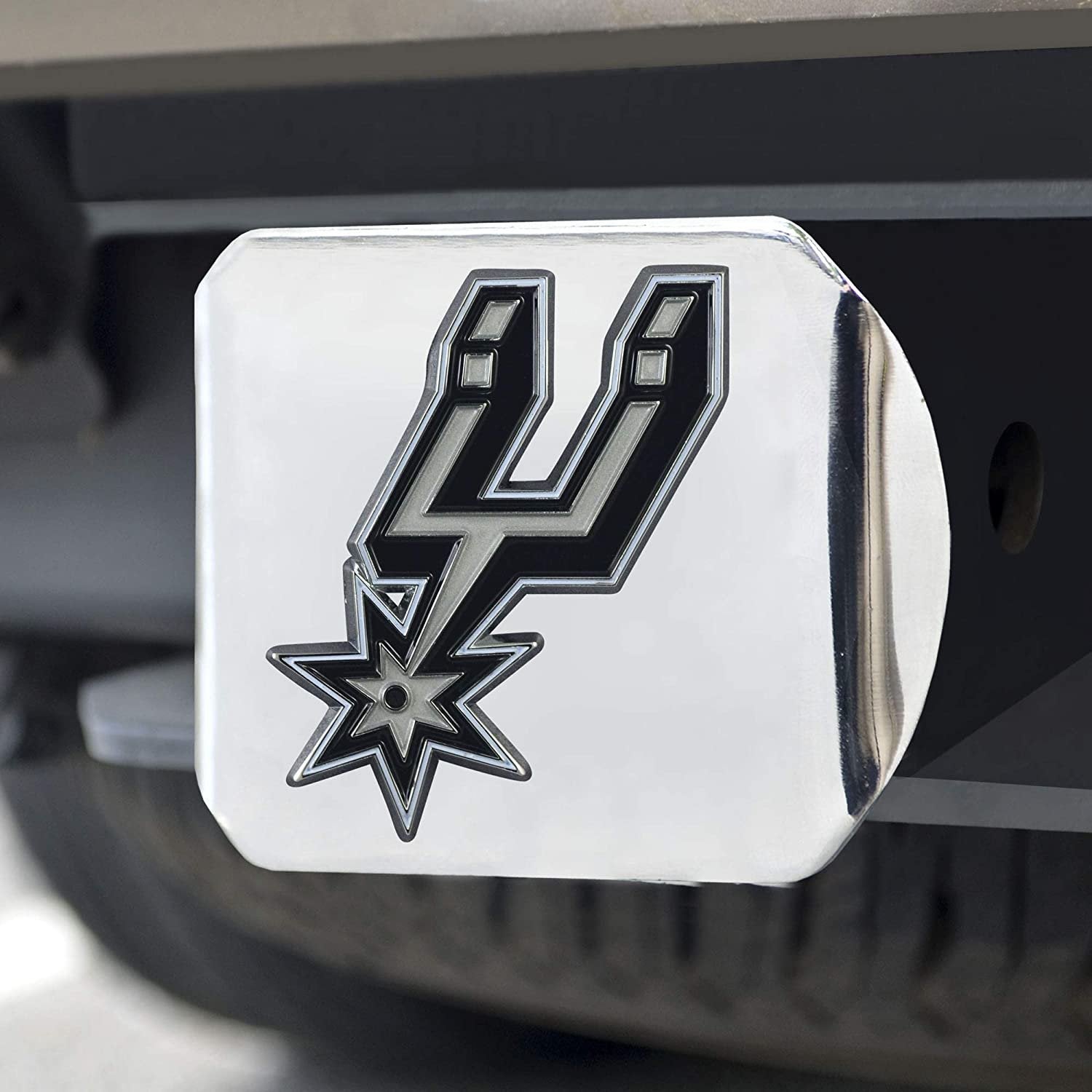 San Antonio Spurs Hitch Cover Solid Metal with Raised Color Metal Emblem 2" Square Type III