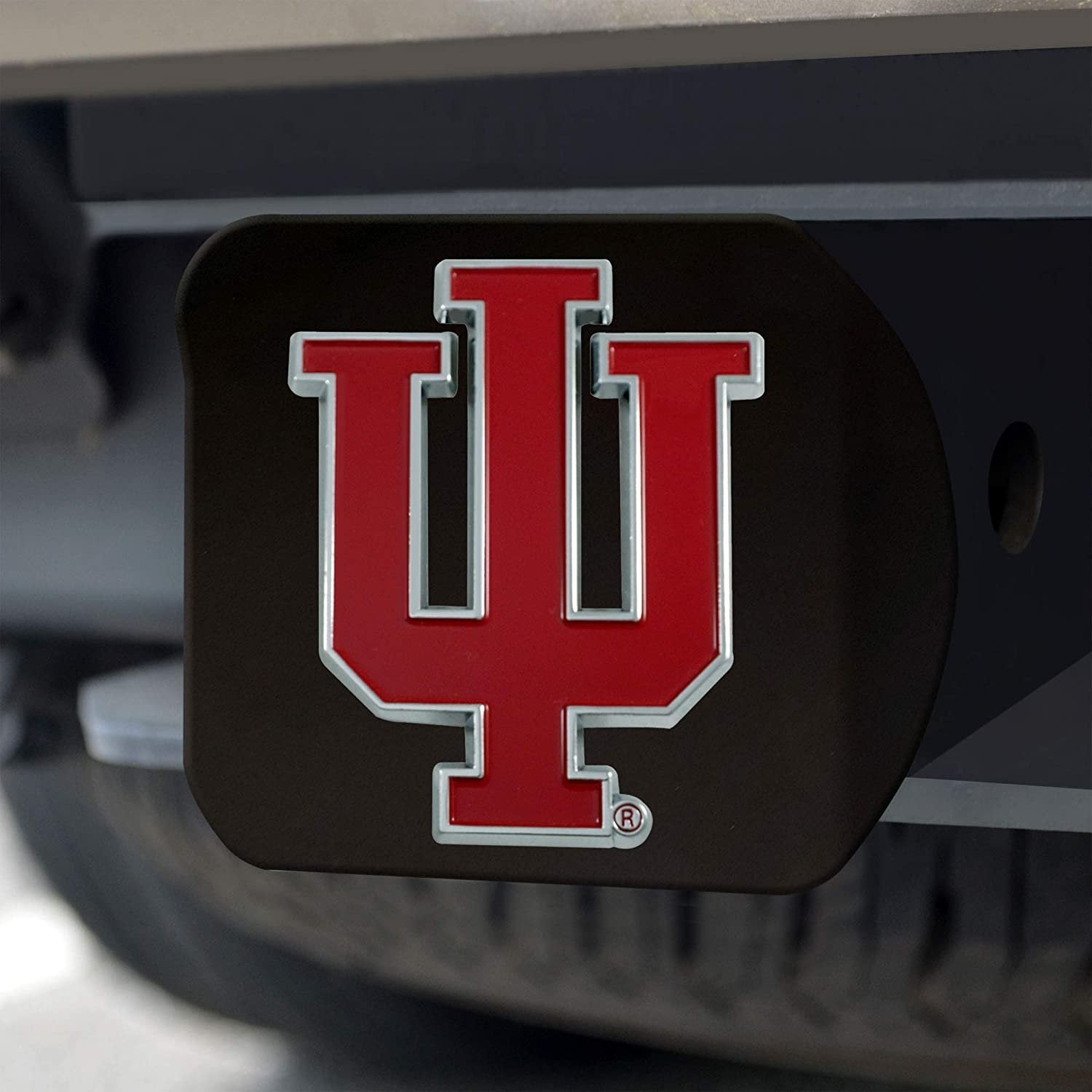 Indiana Hoosiers Hitch Cover Black Solid Metal with Raised Color Metal Emblem 2" Square Type III University