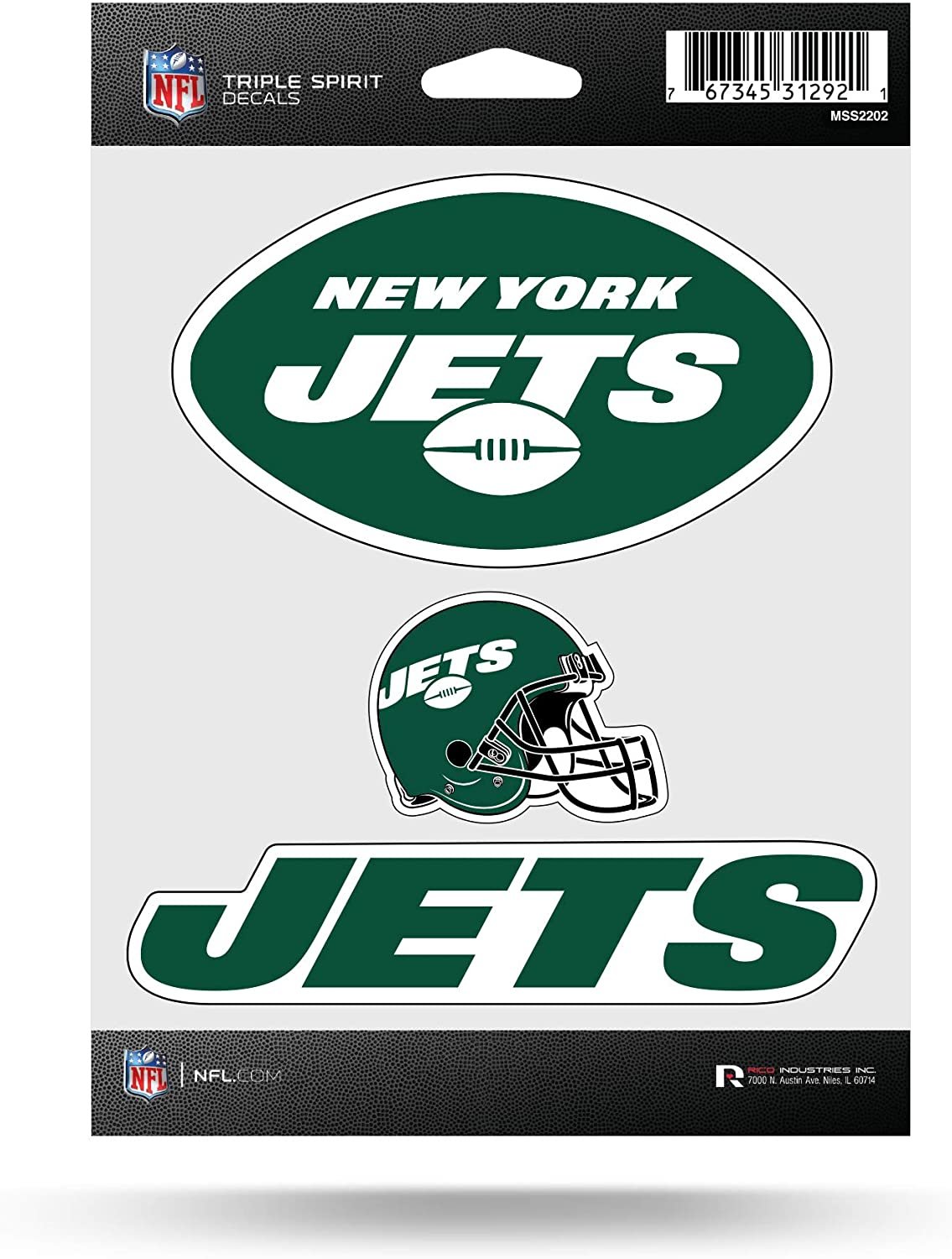 NFL New York Jets Die Cut 3-Piece Triple Spirit Sticker Sheet