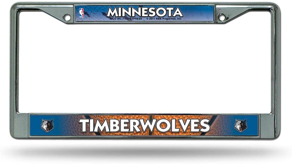 Minnesota Timberwolves Premium Metal License Plate Frame Chrome Tag Cover, 12x6 Inch