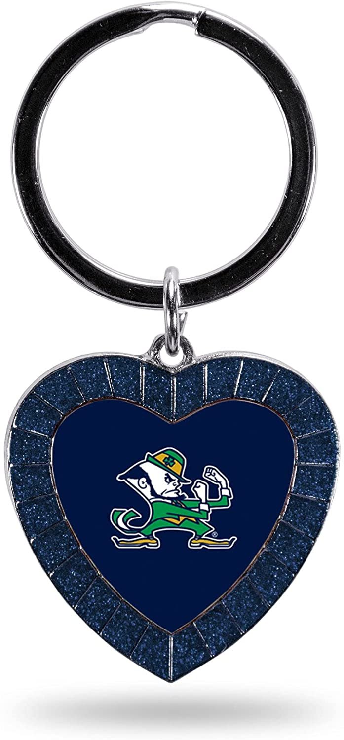 Notre Dame Keychain Rhinestone Heart Decal Emblem Team Color University of