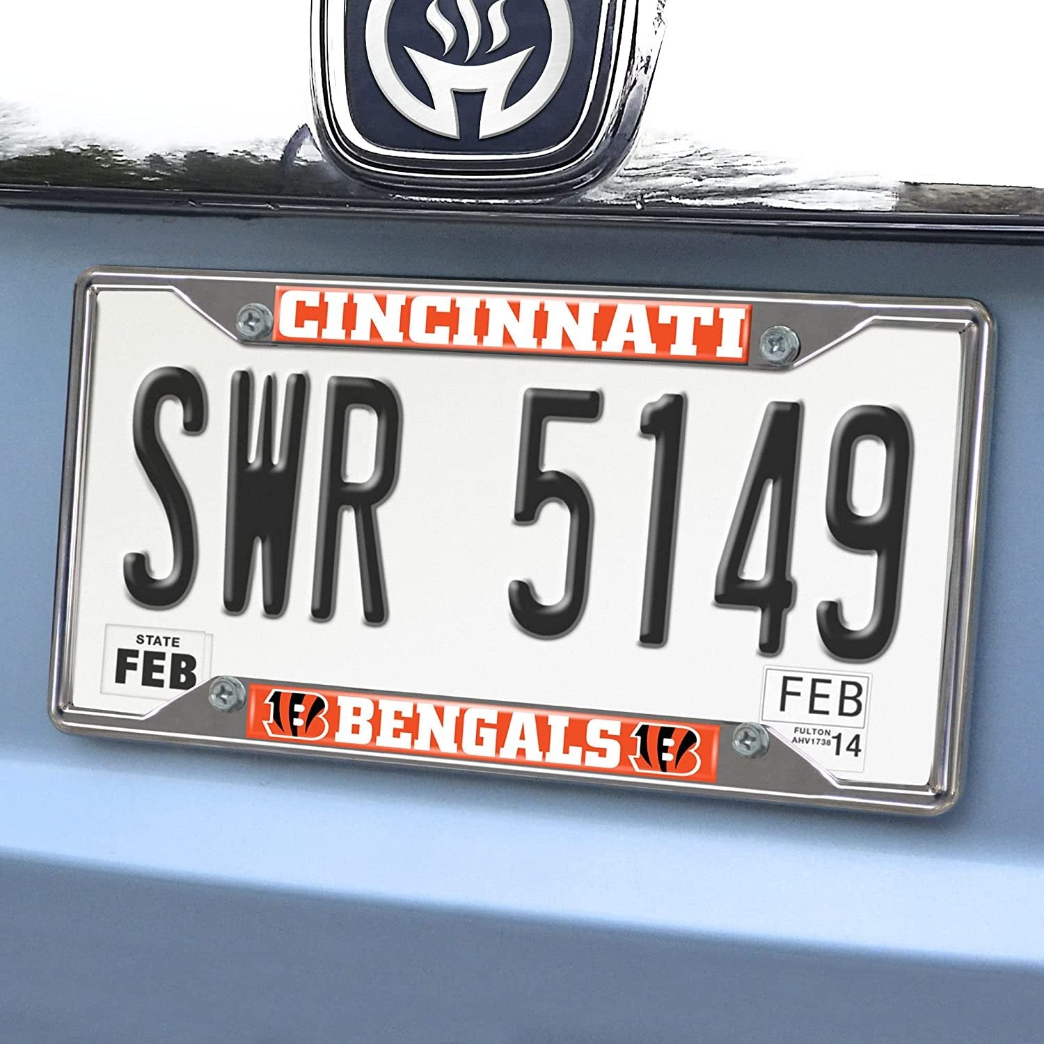 Cincinnati Bengals Chrome Metal License Plate Frame Tag Cover, 6x12 Inch