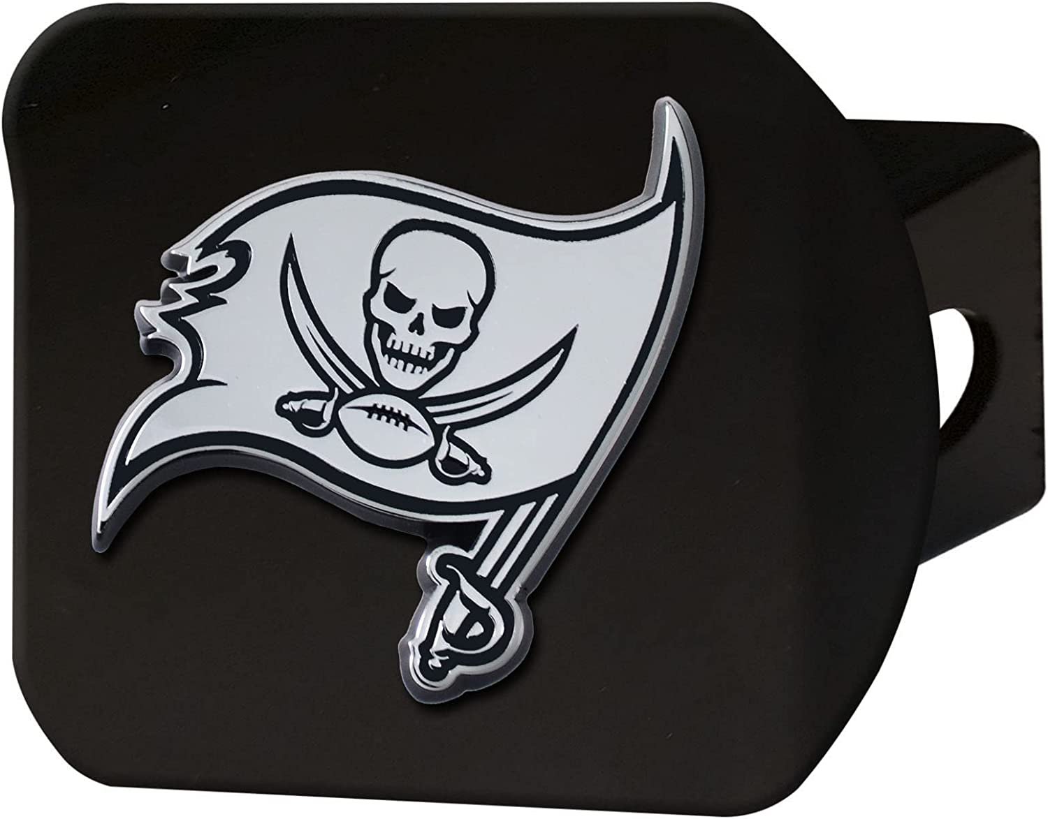 NFL Tampa Bay Buccaneers Metal Hitch Cover, Black, 2" Square Type III Hitch Cover