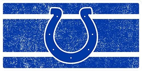 Indianapolis Colts Premium Laser Cut Tag License Plate, Vintage Design, Mirrored Acrylic Inlaid, 6x12 Inch