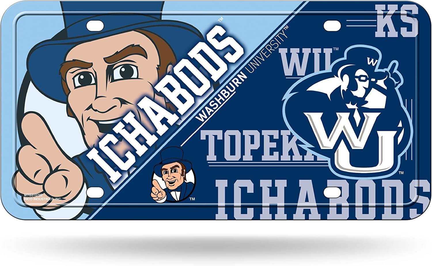 Washburn University Ichabods Metal Auto Tag License Plate, Split Design, 12x6 Inch