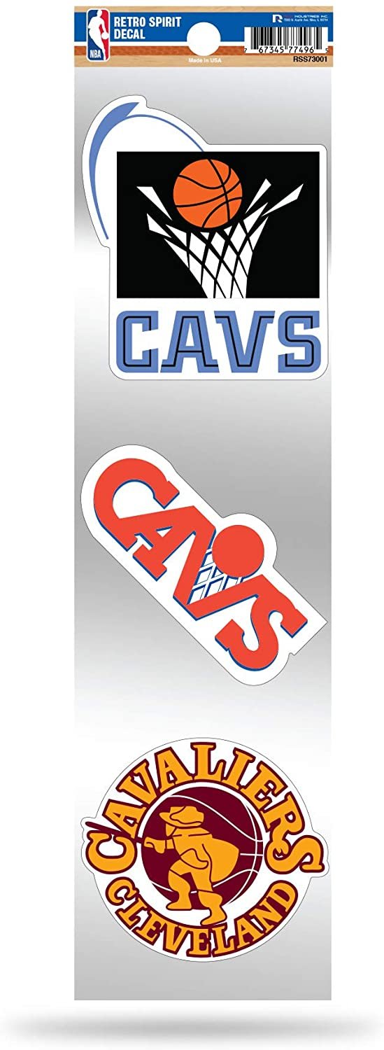 Cleveland Cavaliers Triple Retro Throwback Spirit Decals Flat Vinyl Auto Home Sticker Sheet Basketball