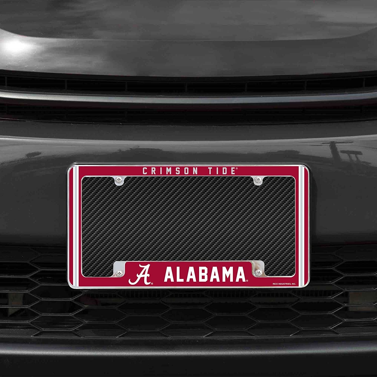 University of Alabama Crimson Tide Metal License Plate Frame Chrome Tag Cover 12x6 Inch Alternate Design