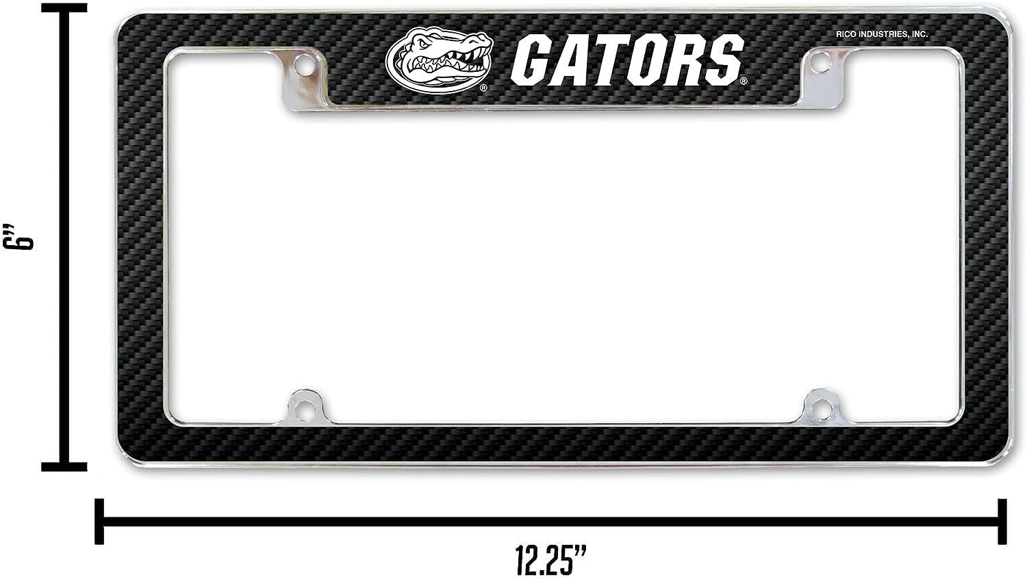 University of Florida Gators Metal License Plate Frame Chrome Tag Cover 12x6 Inch Carbon Fiber Design