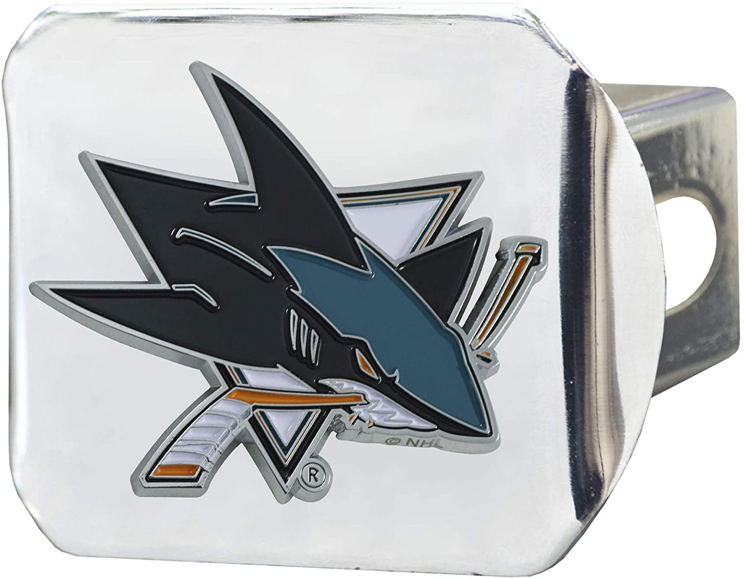 San Jose Sharks Hitch Cover Solid Metal with Raised Color Metal Emblem 2" Square Type III