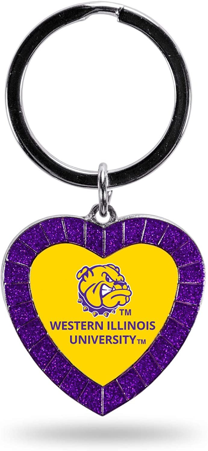NCAA Western Illinois Leathernecks NCAA Rhinestone Heart Colored Keychain, Purple, 3-inches in length