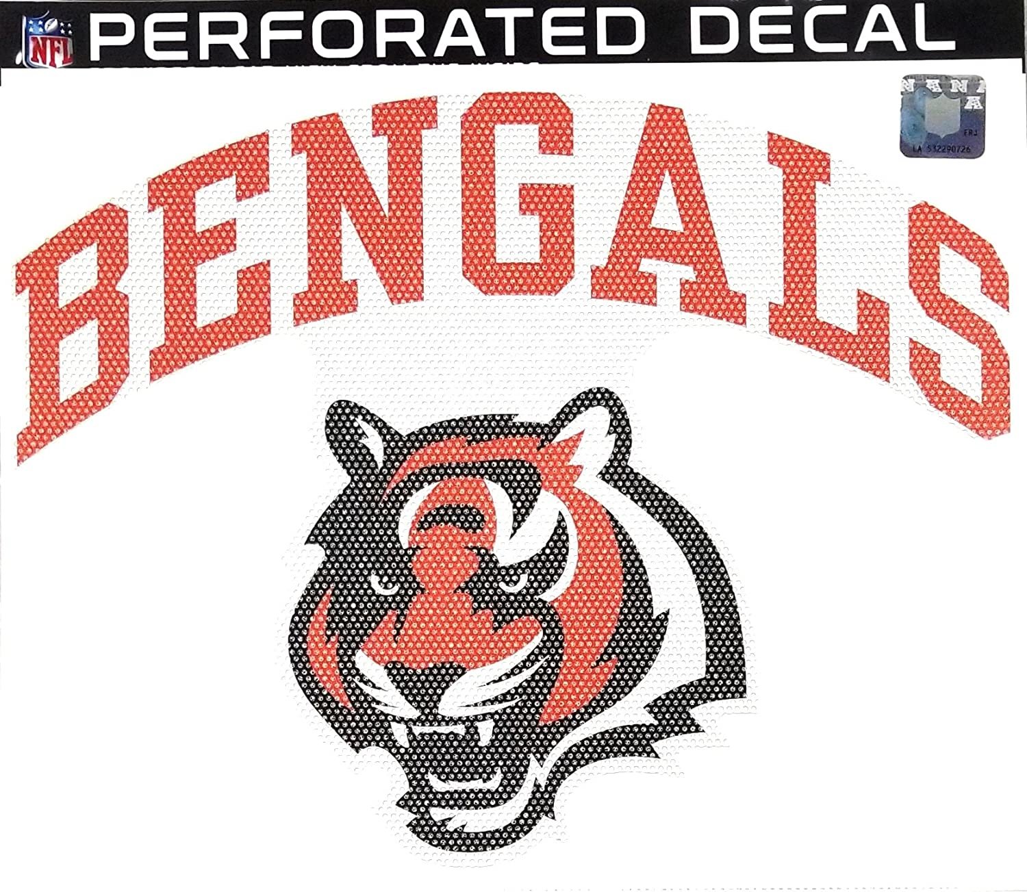 Cincinnati Bengals 12 Inch Preforated Window Film Decal Sticker, One-Way Vision, Adhesive Backing