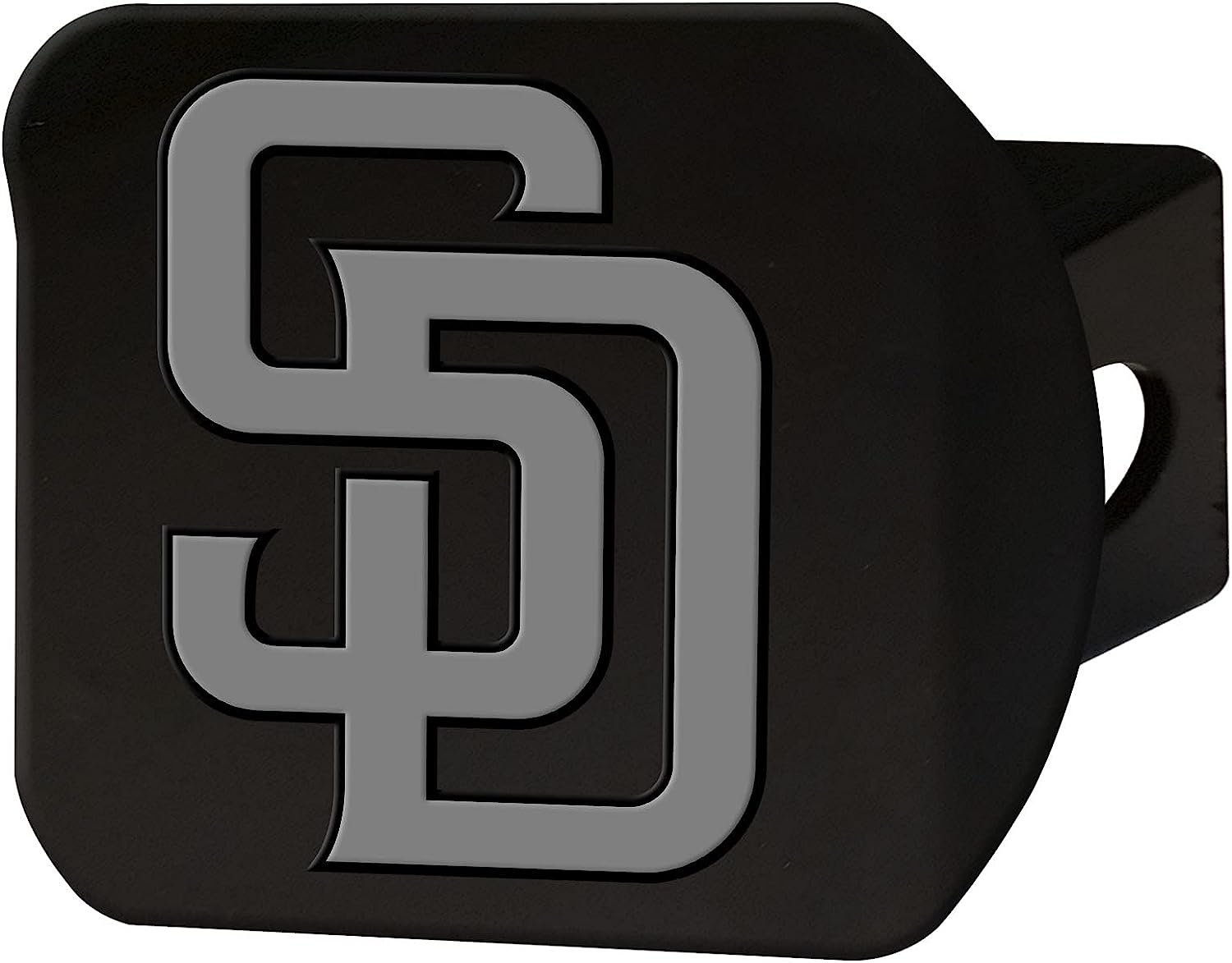 San Diego Padres Solid Black Metal Hitch Cover with Metal Emblem 2 Inch Square Type III