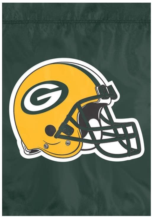 Green Bay Packers Premium Garden Flag Banner Applique Embroidered Helmet Design 12.5x18 Inch