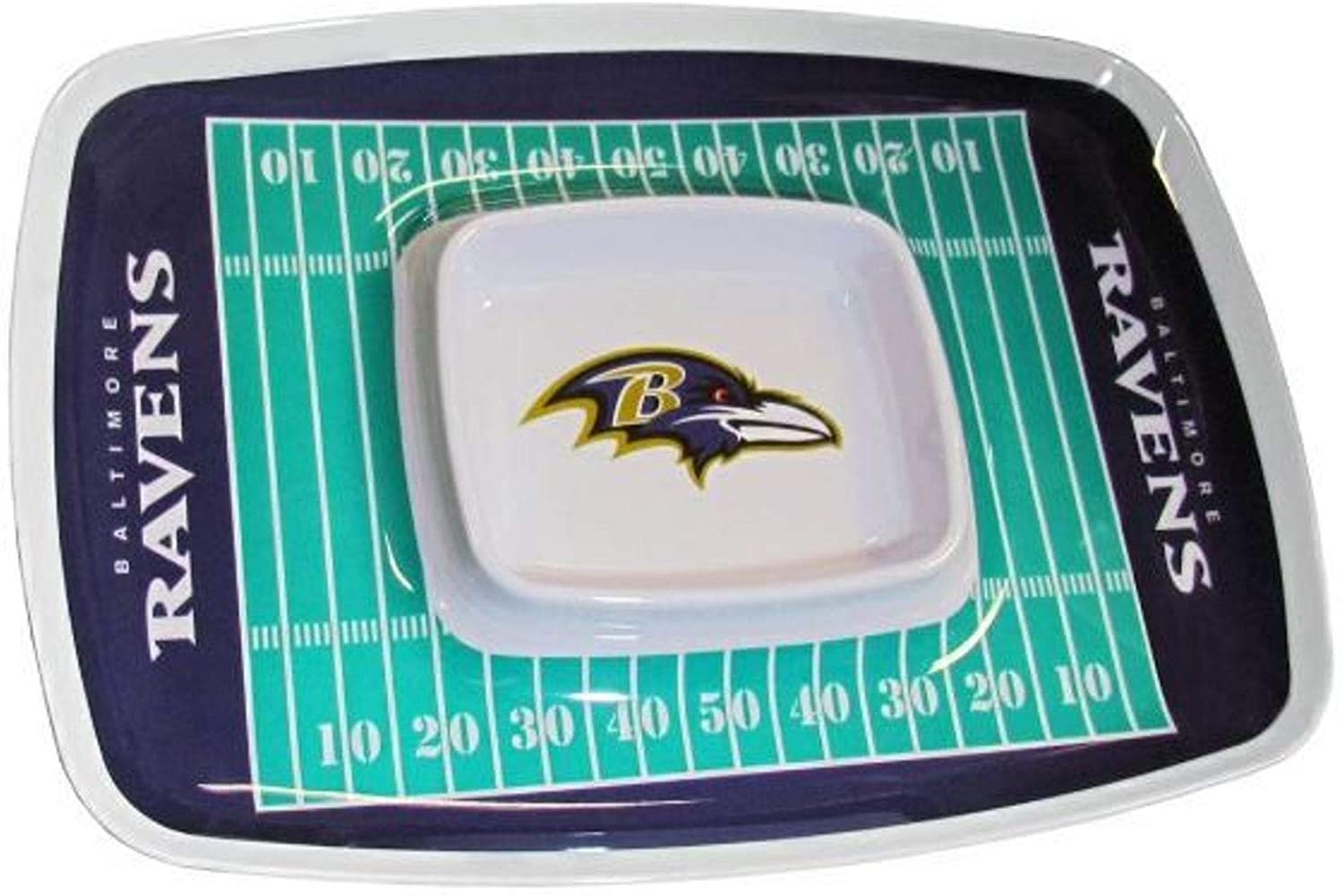 BSI PRODUCTS, INC. Baltimore Ravens Chip & Dip Tray Party Tailgate Heavy Duty Melamine Football