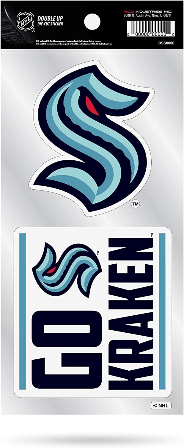 Seattle Kraken Double Up Die Cut Sticker Decal Sheet, 4x8 Inch